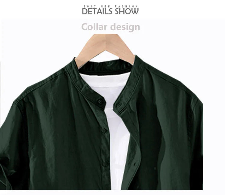 Fengbaoyu Linen Summer Men's Short Sleeves Lined with Middle-aged Casual White Vertical Collar Shirt Large Size 150KG 5XL Blouse