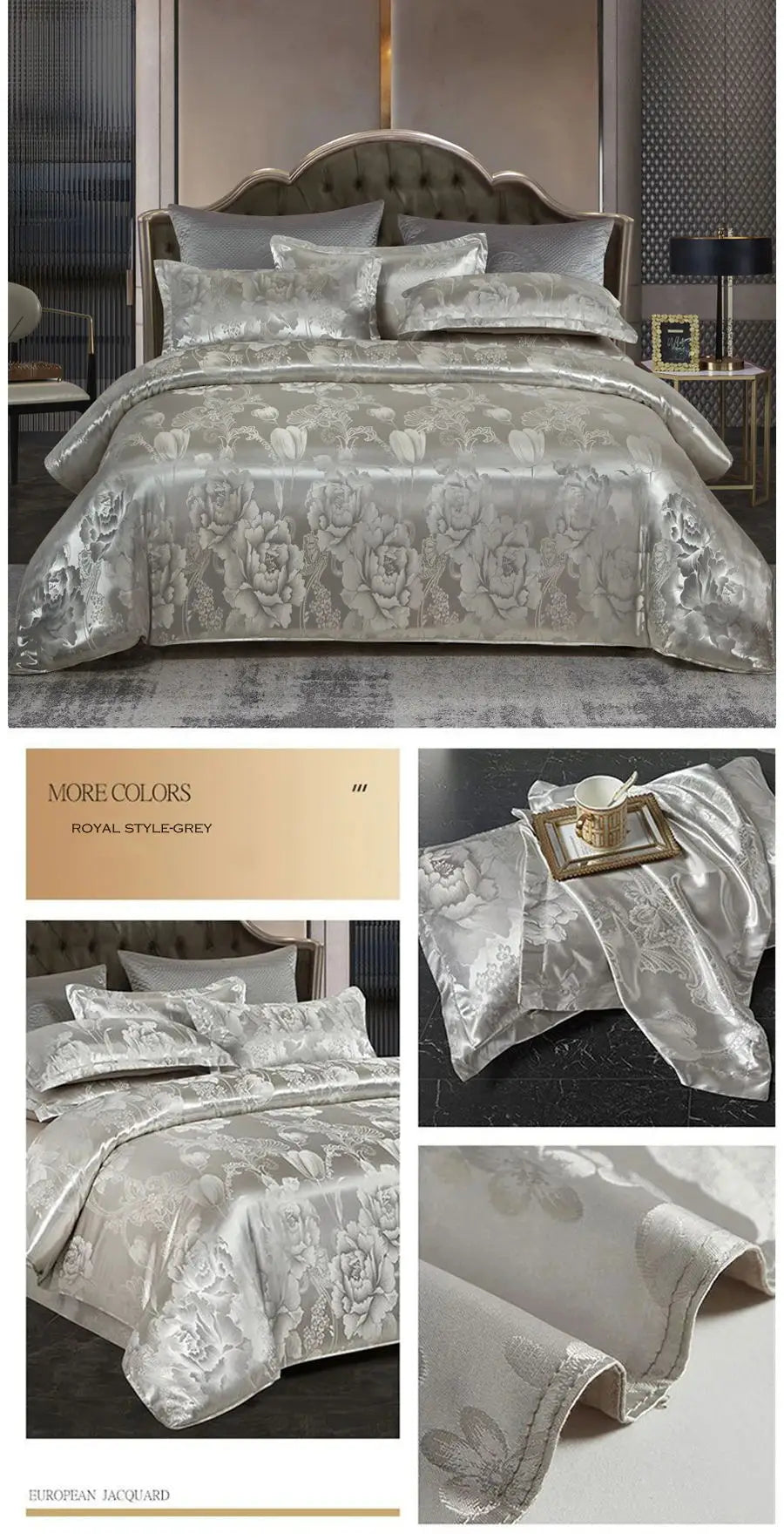 WASART Satin rayon jacquard white duvet cover couple 2 people double bed quilt cover bedding set queen king size comforter set