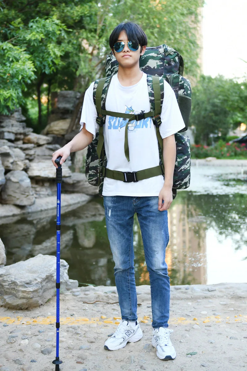 130L Extra Large Capacity Outdoor Backpack Men's Travel Backpack Luggage Bag Check in Camping Exercise Camo Backpack