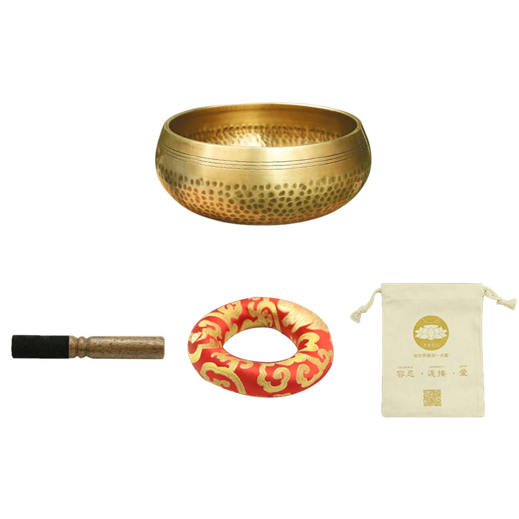 Tibetan Singing Bowl Set Buddha Sound Bowl Nepal Handmade Meditation Chanting Bowl for Healing and Mindfulness
