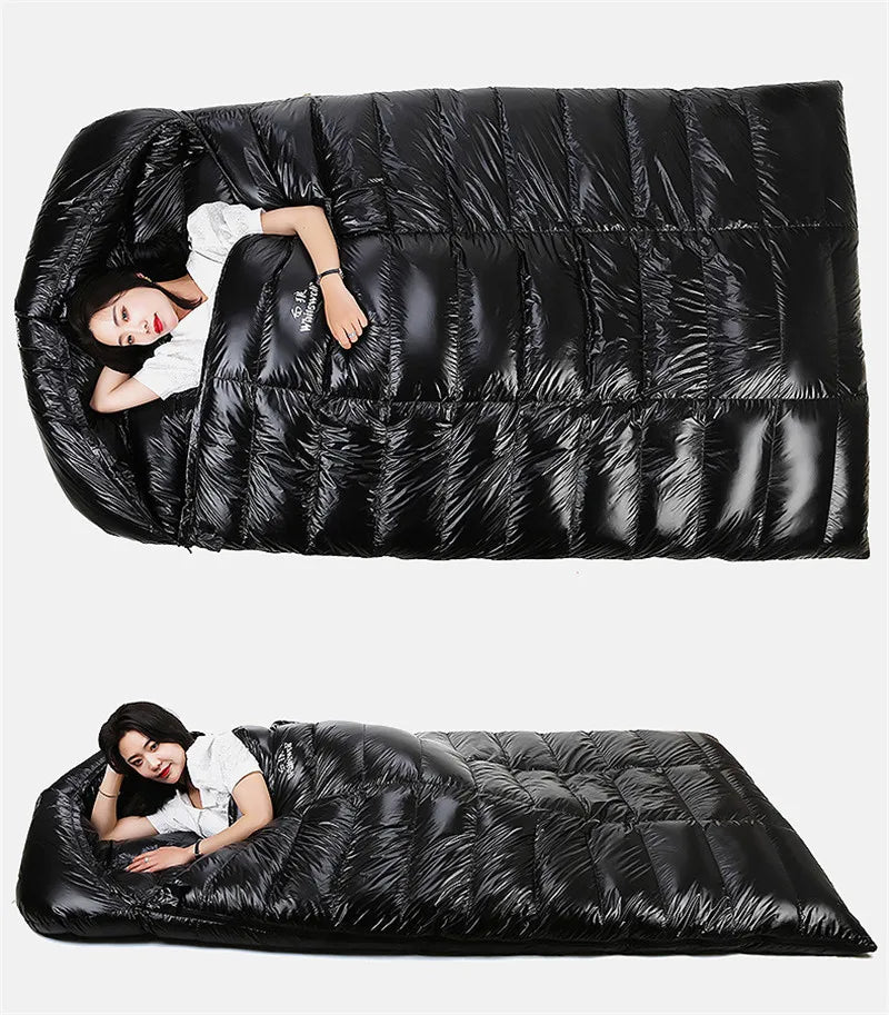 2 Person White Goose Down Filled Camping Or Home Sleeping Bag Thin Suitable For Warm Weather Size 220 X 130cm Large Space