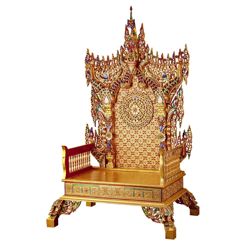 Southeast Asian Thai style solid wood dragon chair, imperiaThai treasure seat, antique gold Zen chair, lecture chair, a