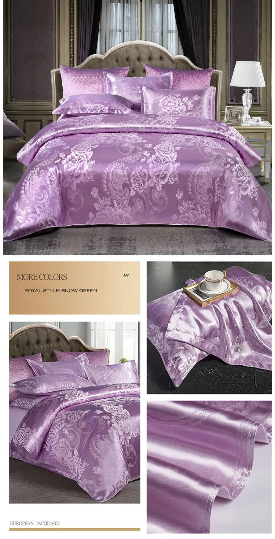 WASART Satin rayon jacquard white duvet cover couple 2 people double bed quilt cover bedding set queen king size comforter set