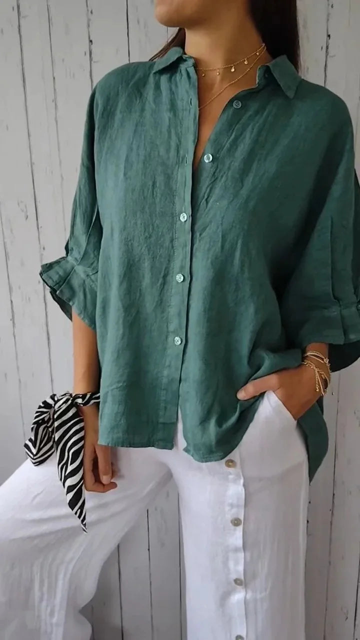 2025 Loose Cotton Linen Shirts For Women Fashion Tie-back Lace-up Button Blouses And Tops 2024 Spring Summer Elegant Women Shirt