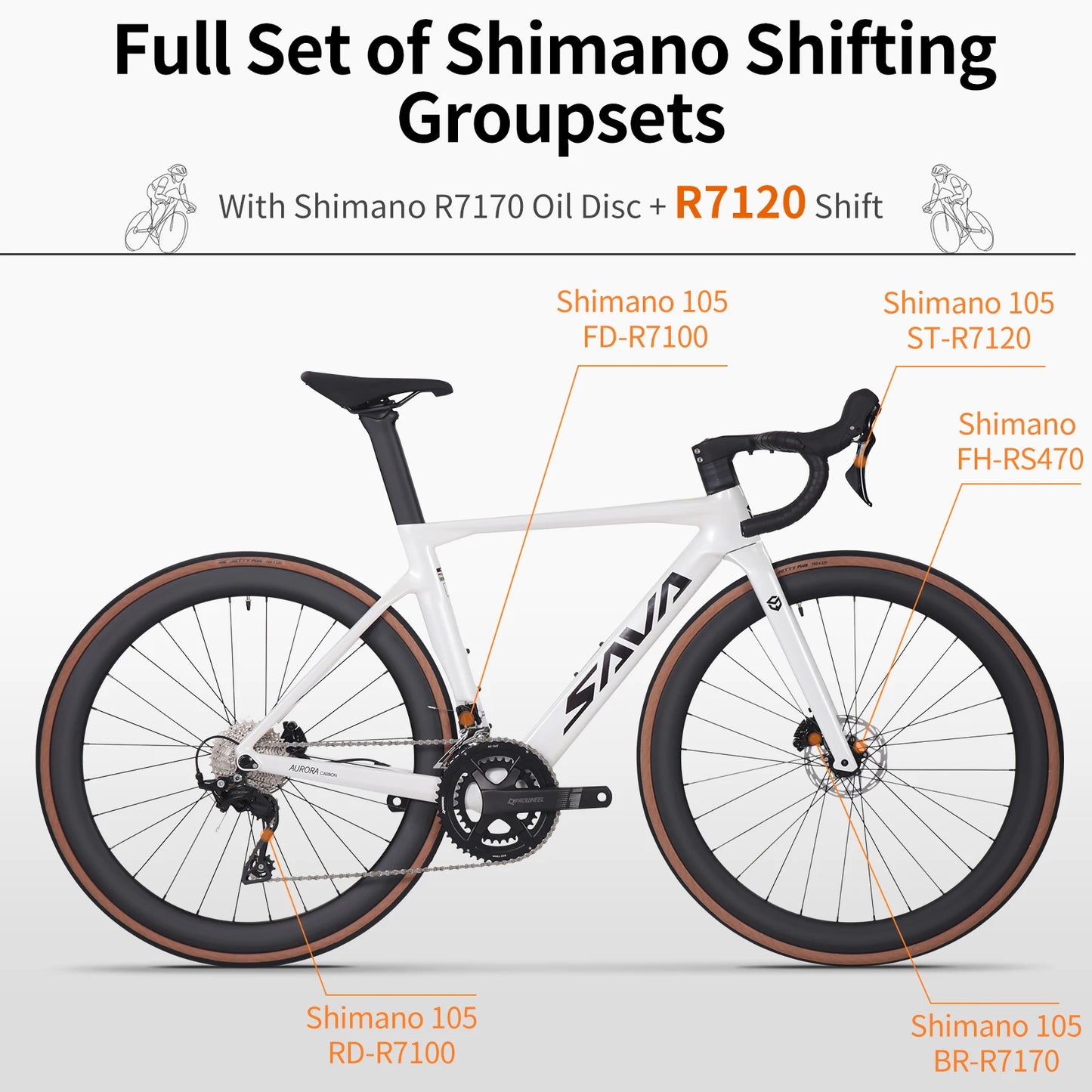 SAVA R08-7120 Full Carbon Fiber Road Bike 24 Speed with SHIMAN0 105 R7120 Kit 2*12 24 Speed Road Bike Race Bike