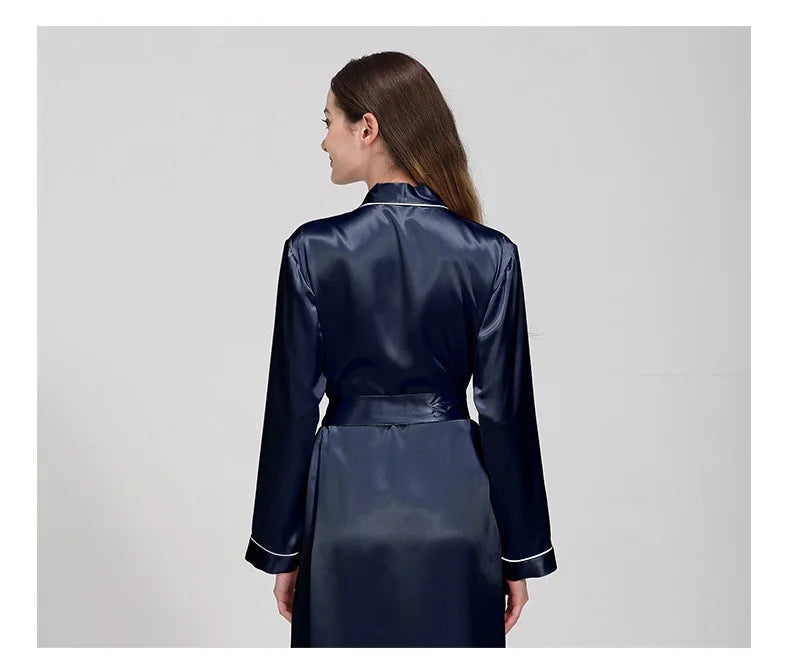 19Momme 100% Mulberry Silk Bridal Robe Soft Night Gown Belt Long Sleeve Luxury Dressing Gown Wedding Bathrobes Pure Silk Robe