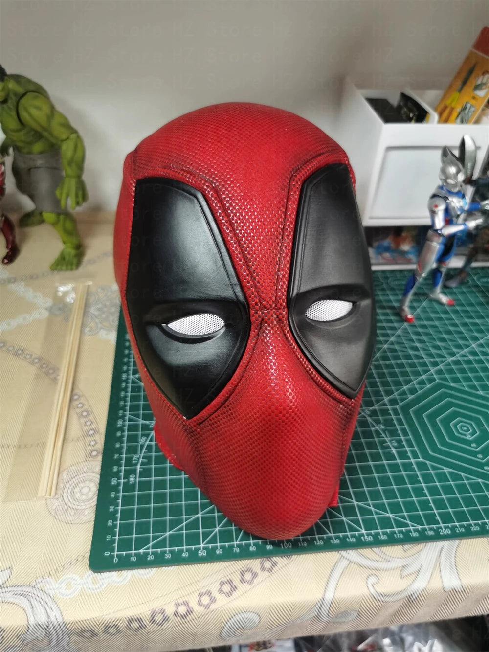 Marvel Deadpool Mask with 3D Screen Printed Fabric & 1 Pair of Magnetic Normal Eyes Halloween Cosplay Costume for Birthday Gift
