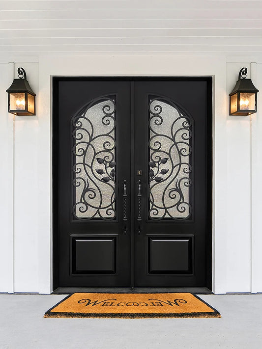 Wrought iron door villa door open double door entry door Rural home garden door vintage garden door custom