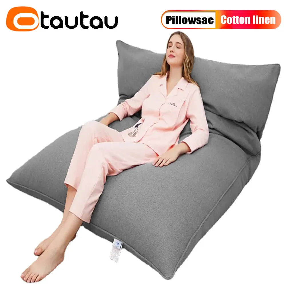 OTAUTAU 150/180/210/240L EPS Ball Filler for 2/3ft Beanbag Pouf 1-3-5mm Polyester Pillow Cushion Bean Bag Chair Snow Scene TCLZ1