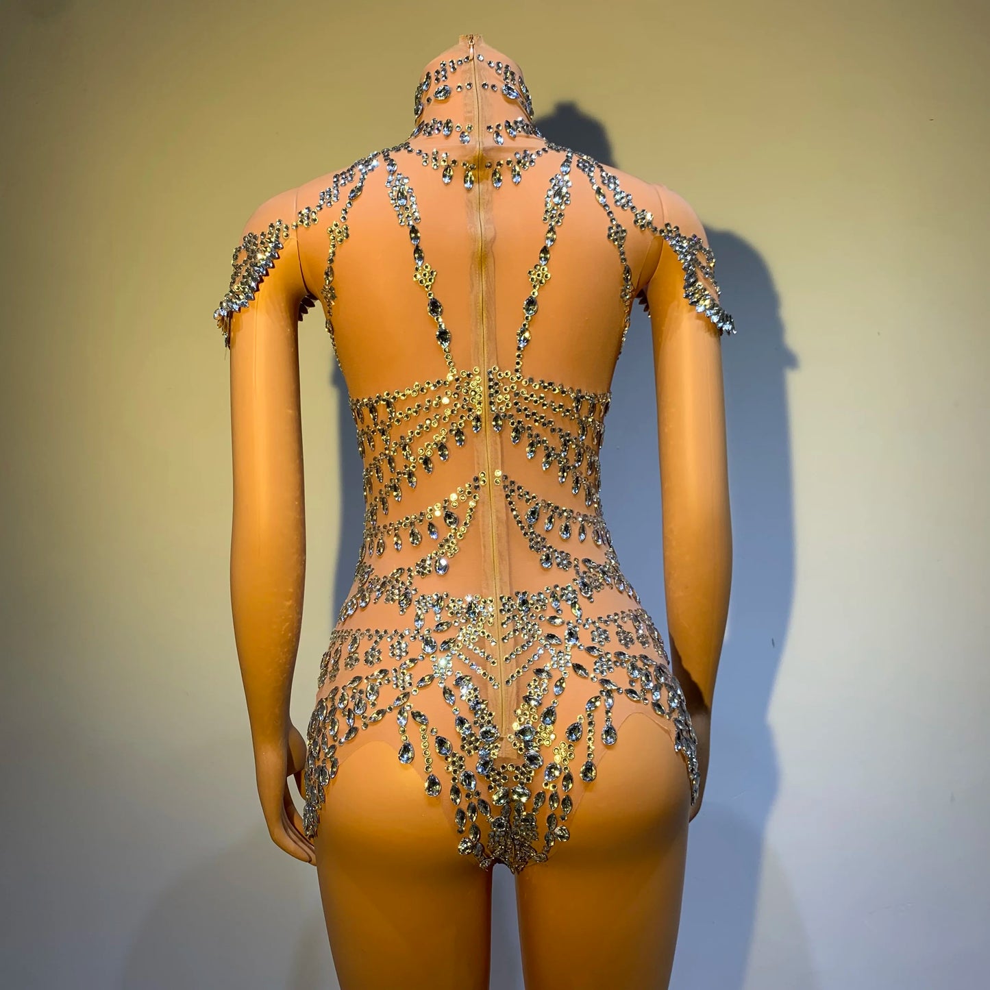 Sparkly Rhinestones Bodysuit Women 2024 Sexy Mesh Transparent Dance Outfit Performance Costume Singer Party Club Show Stage Wear