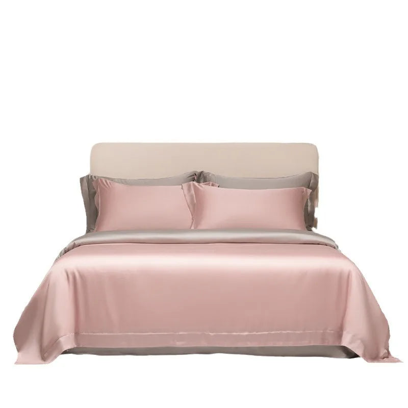 160 Lenzing Tencel four-piece Tencel summer solid color high-grade ice silk bed sheet quilt cover bedding