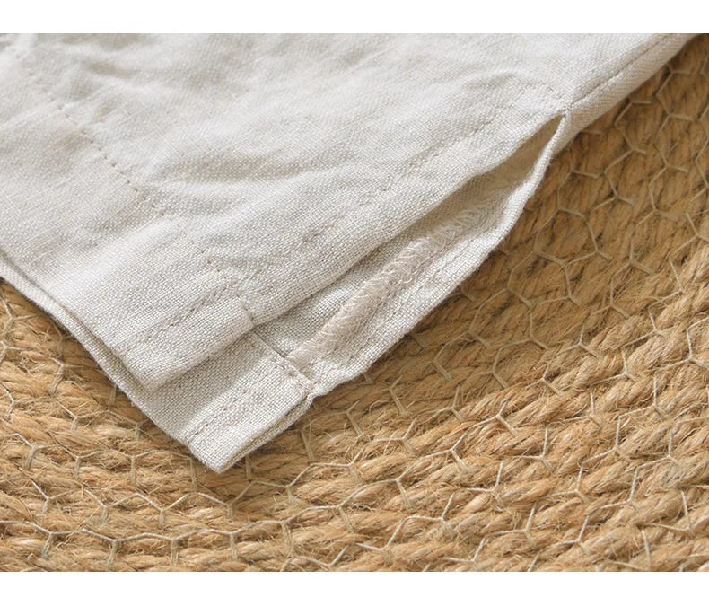 Summer New 100% Linen Short Sleeve T Shirt for Men Casual Thin Solid Color Slim Men Clothing BL998