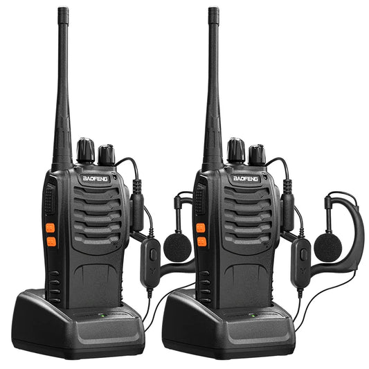 Baofeng BF-888S Walkie Talkie UHF 400-470MHz Long Range Two Way Radios with Earpiece 2 Pack for Adults or Kids Outing Camping