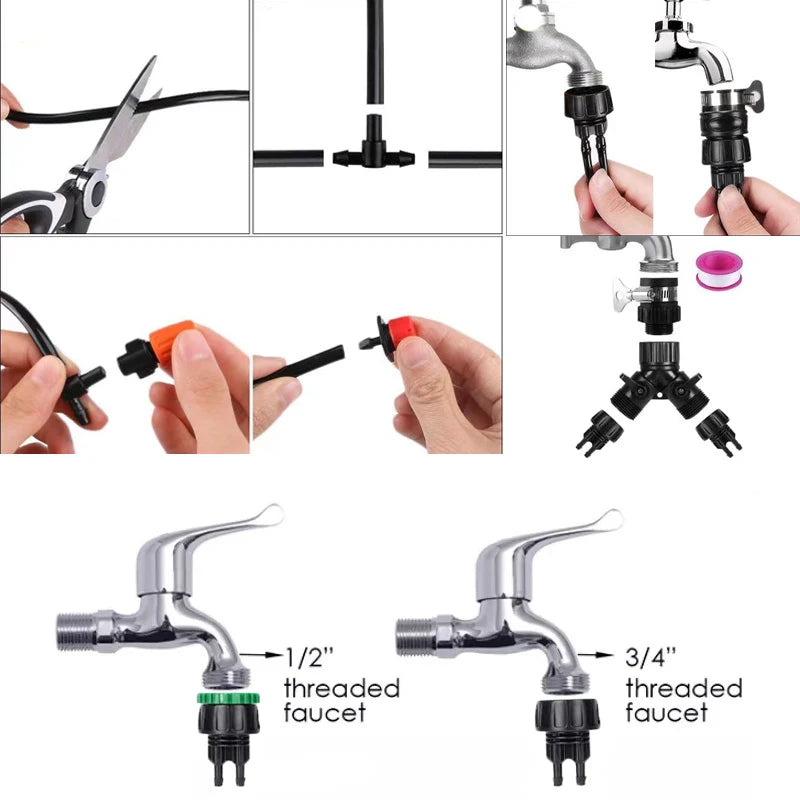 15M/30M Plant Watering Kit Smart Garden Misting System Self Automatic Sprayer Timer Drip Irrigation For Garden Bed Patio