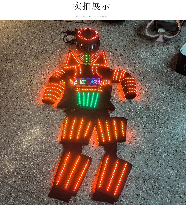 Nightclub Bar LED Costume Men Party Light Up Futuristic Clothing Stage Performance Robot Atmosphere Programming Rave Outfit