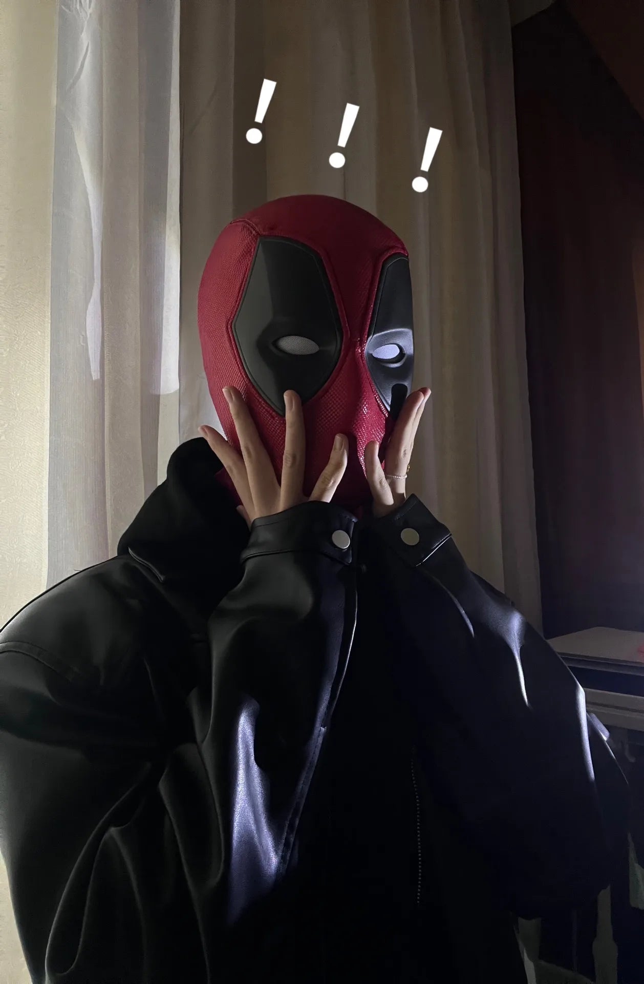 Marvel Deadpool Mask with 3D Screen Printed Fabric & 1 Pair of Magnetic Normal Eyes Halloween Cosplay Costume for Birthday Gift
