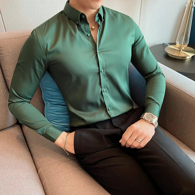 Camisas De Hombre Korean Luxury Clothing Long Sleeve Shirts For Men All Match Slim Fit Formal Men's Social Shirt Dress Big Size