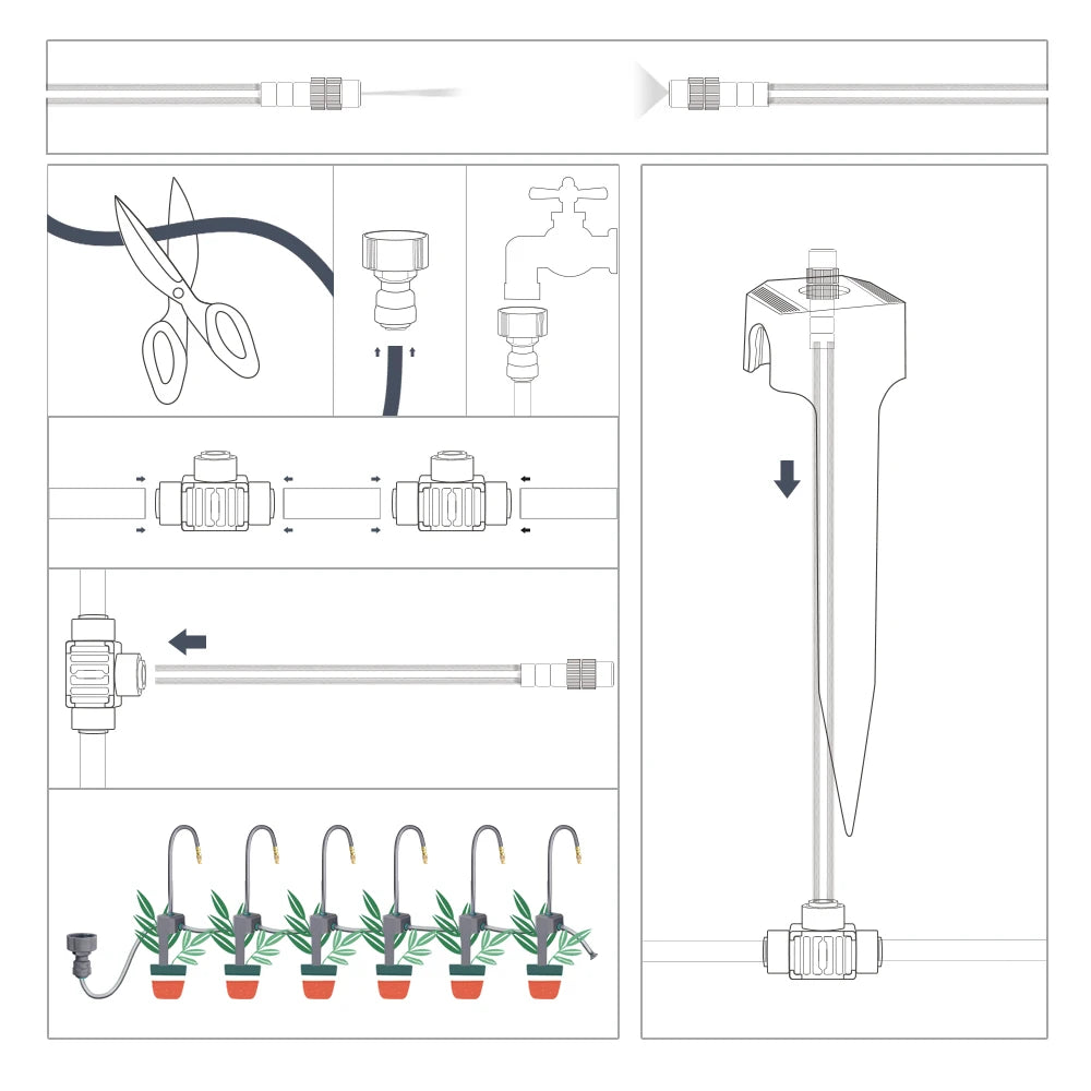 20cm Flexible Brass Nozzle Automatic Misting Watering System Quick Connect Spray Cooling Kit for Garden Balcony Plant Nebulizer