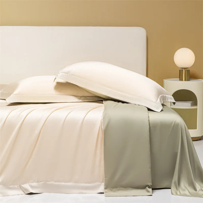 160 Lenzing Tencel four-piece Tencel summer solid color high-grade ice silk bed sheet quilt cover bedding