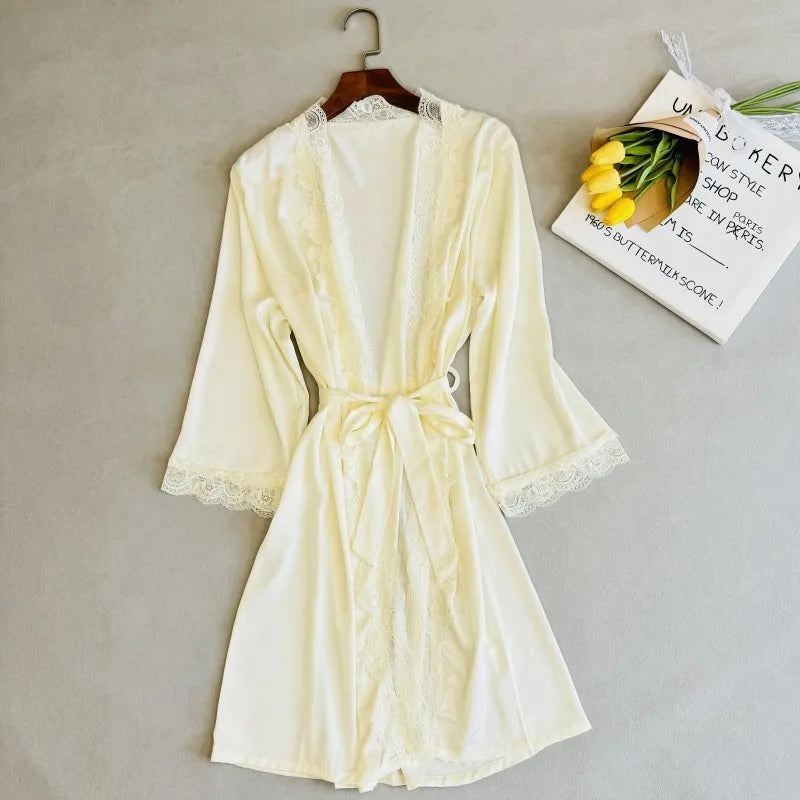 Wedding Bridesmaid Team Pajamas Set Lace Patchwork Home Clothes Ice Silk Pyjamas Suit Women Sleepwear Sexy Cami Top&pants