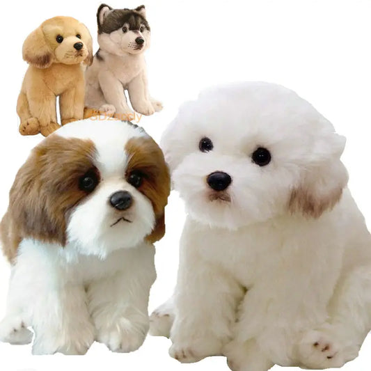 Simulation Maltese Dog Plush Toy Stuffed Animals High Quality Realistic French Bulldog German Shepherd Pug Pet Puppy Doll Toys