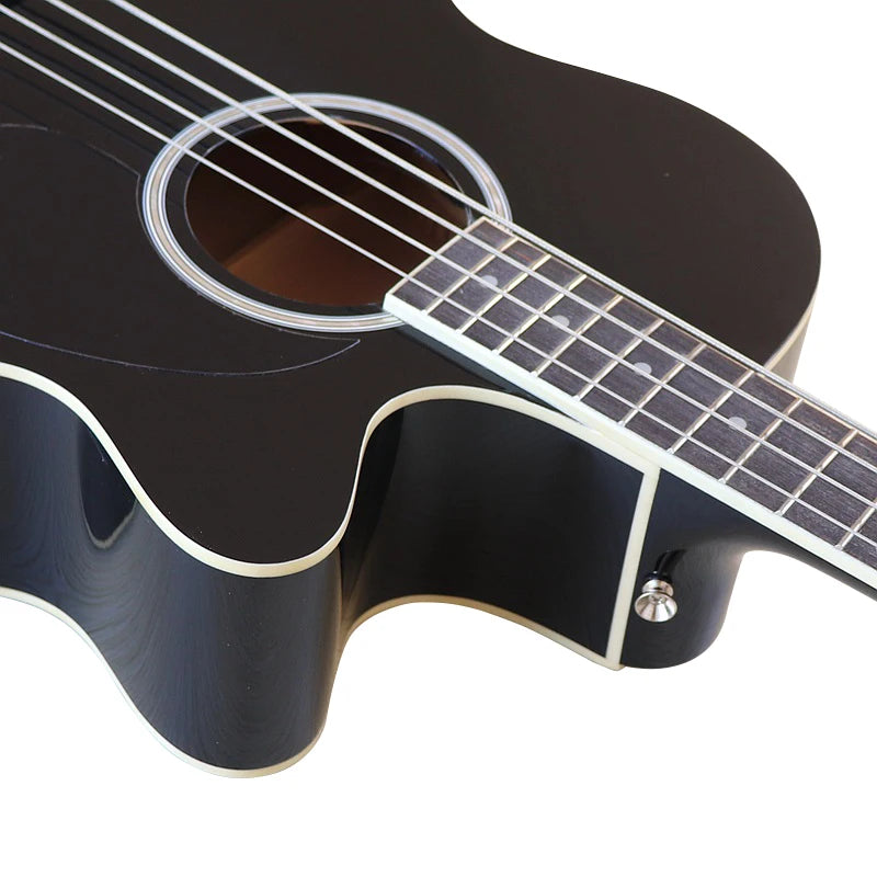 Acoustic Electric Bass Guitar 4 String High Gloss Acoustic Bass 43 Inch Natural Color Black Color Cutaway Bass Guitar with EQ