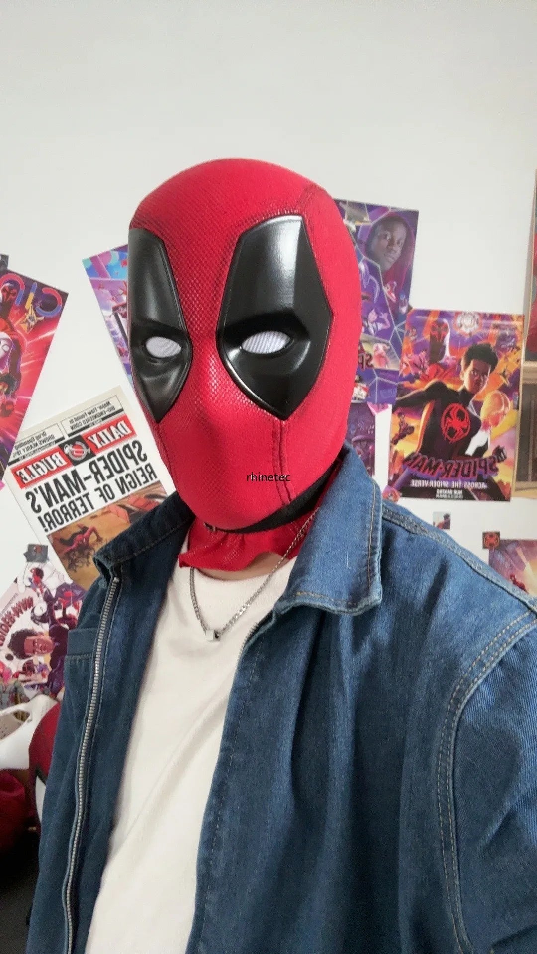 Marvel Deadpool Mask with 3D Screen Printed Fabric & 1 Pair of Magnetic Normal Eyes Halloween Cosplay Costume for Birthday Gift