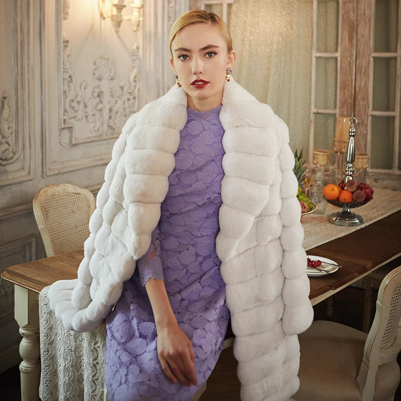 Women's Fur Coat 2223 Trend Natural Fur Long Mink White Fashion Outerwear Jackets Trench Coats New In Outdoor Clothes Clothing