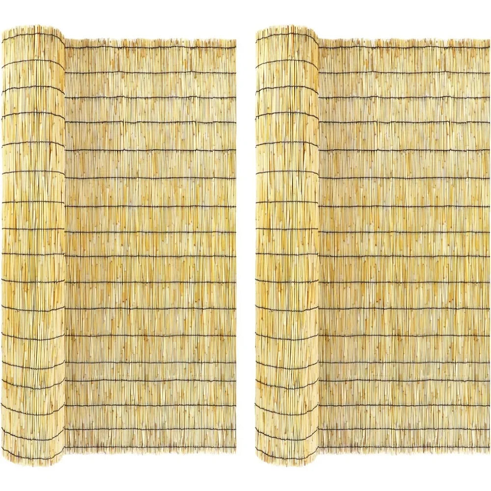 2 PACK Natural Reed Fencing Rolls,4FT X 16.4FT Reed Screen Fence for Garden Bamboo Screening for Outdoor Backyard Patio