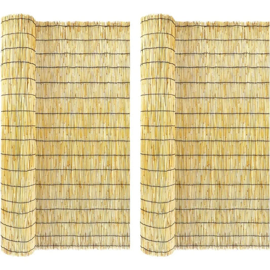 2 PACK Natural Reed Fencing Rolls,4FT X 16.4FT Reed Screen Fence for Garden Bamboo Screening for Outdoor Backyard Patio