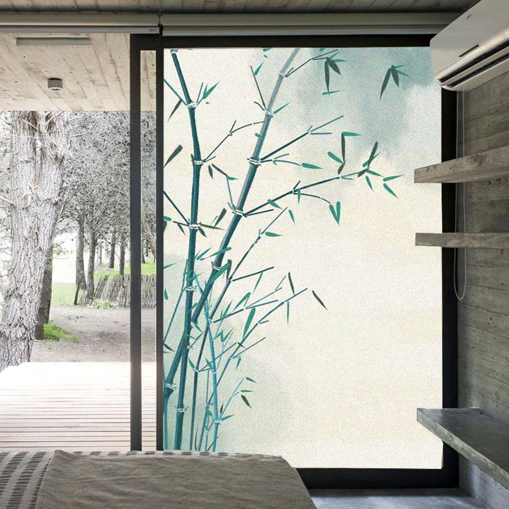 Window Film Privacy Bamboo Glass Sticker UV Blocking Heat Control  Window Coverings Window Tint for Homedecor