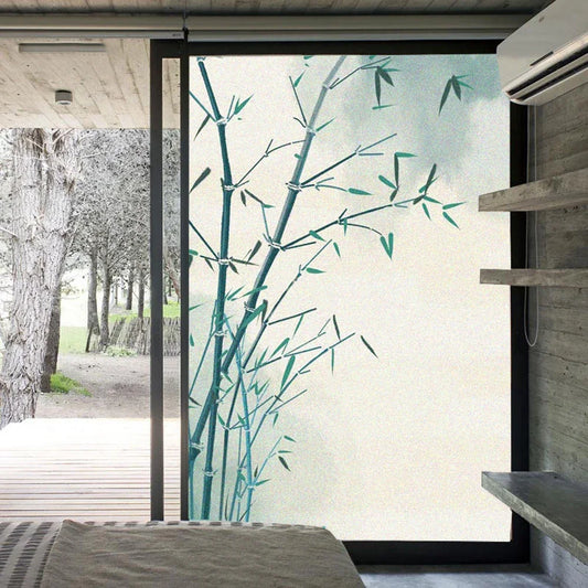 Window Film Privacy Bamboo Glass Sticker UV Blocking Heat Control  Window Coverings Window Tint for Homedecor