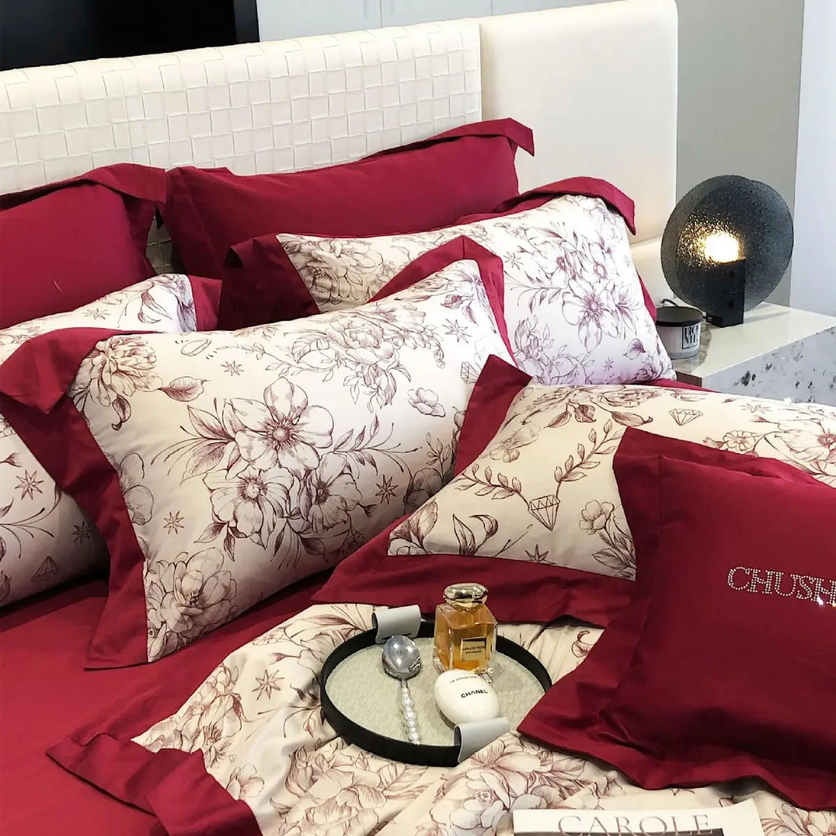 100S Egyptian Cotton Bedding Set Wedding Queen King Double Size Digital Printing  Bed Linens Duvet Cover Set Sheet Pillowcase