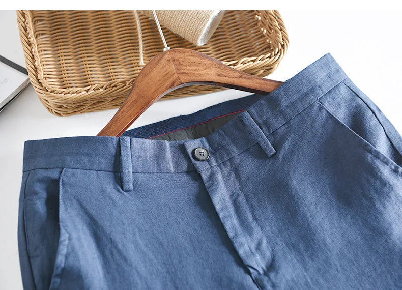 Top Selling Product In 2023 Spring Summer New Fashion 100% Linen Casual Pants Men Clothing Loose Straight Oversize Trousers