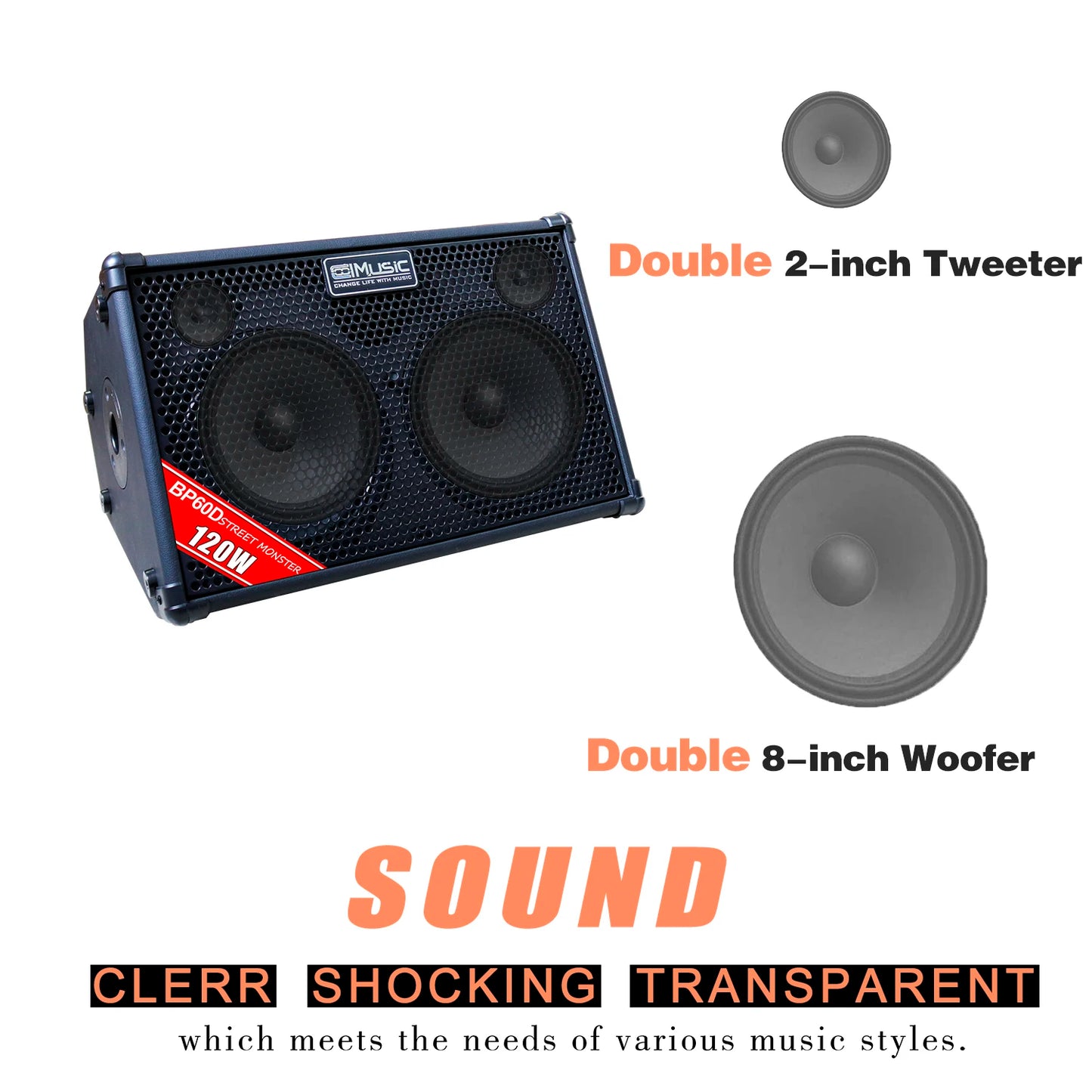 Coolmusic BP60D OTG Professional Electric Acoustic Guitar Amplifier Violin Speaker Drum Cello AMP Keyboard Bass Saxophone