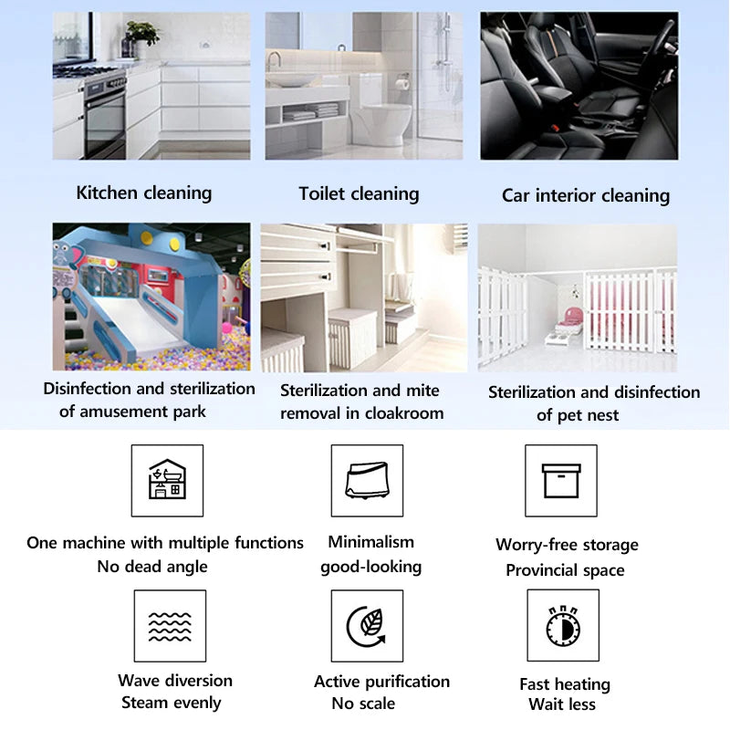 2000W High Temperature Steam Cleaner Multi-function Sterilization Disinfection Car Interior Steam Cleaner For Floor Kitchen Car