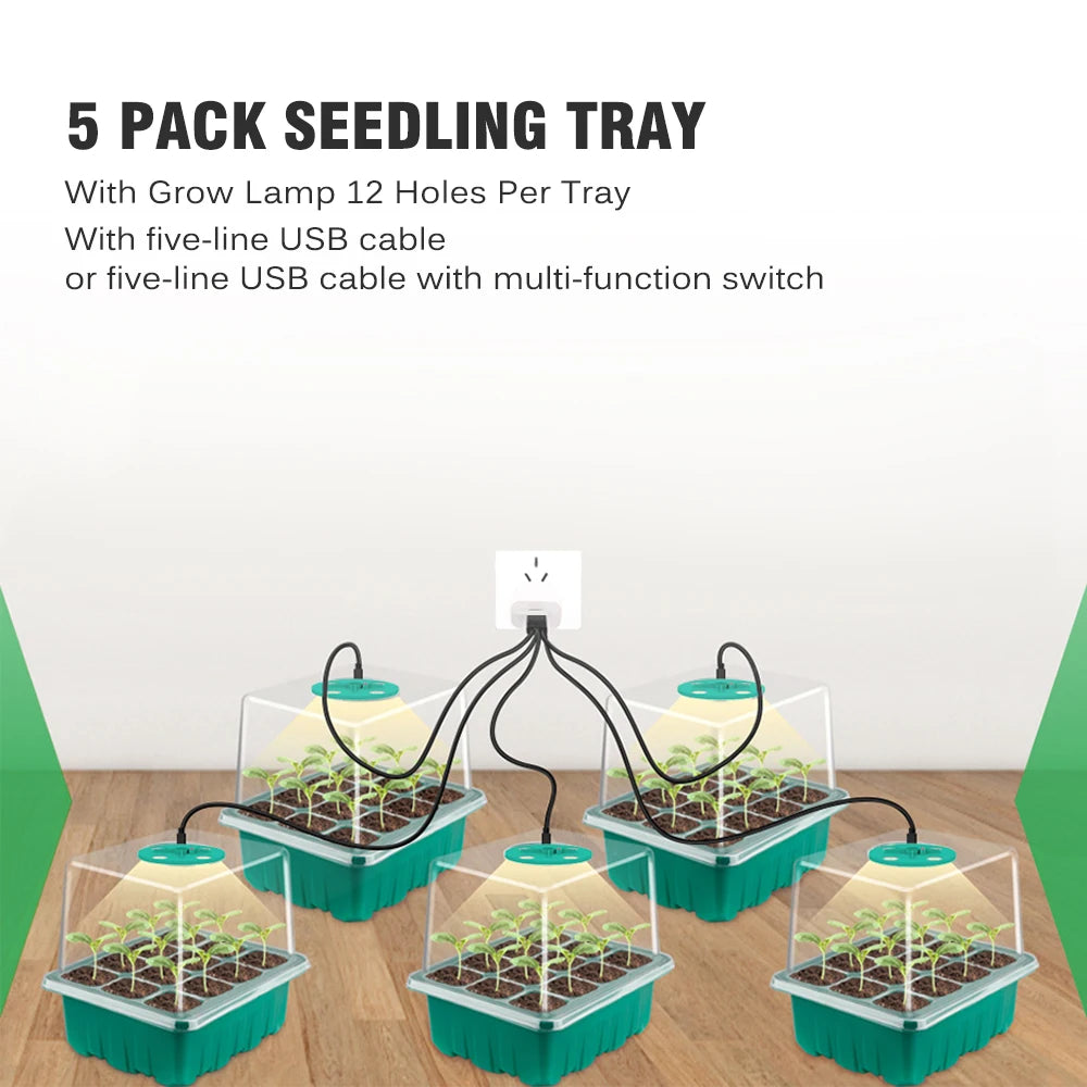 Plants Seed Starter Trays With Grow Light 12 Holes Per Tray Nursery Pots Lights For Home Plant Greenhouse Growing Trays