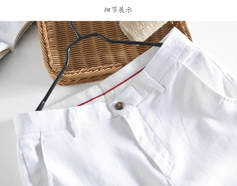 Top Selling Product In 2023 Spring Summer New Fashion 100% Linen Casual Pants Men Clothing Loose Straight Oversize Trousers