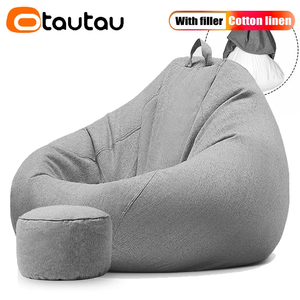 OTAUTAU 150/180/210/240L EPS Ball Filler for 2/3ft Beanbag Pouf 1-3-5mm Polyester Pillow Cushion Bean Bag Chair Snow Scene TCLZ1
