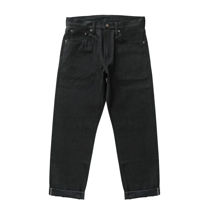 Sauce Zhan SZ6601-BL Mens Jeans Black Jeans Double-sided Dyeing Sanforized Selvedge Denim Jeans  16 Oz Regular Fit
