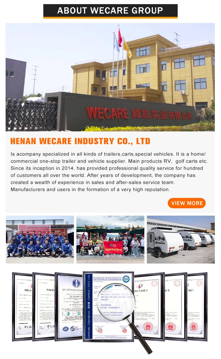 Wecare Motor Home RV Motorhomes RVs Campers Motorhomes Caravans RV Airstream Travel Off Road Camper Trailer with Bathroom