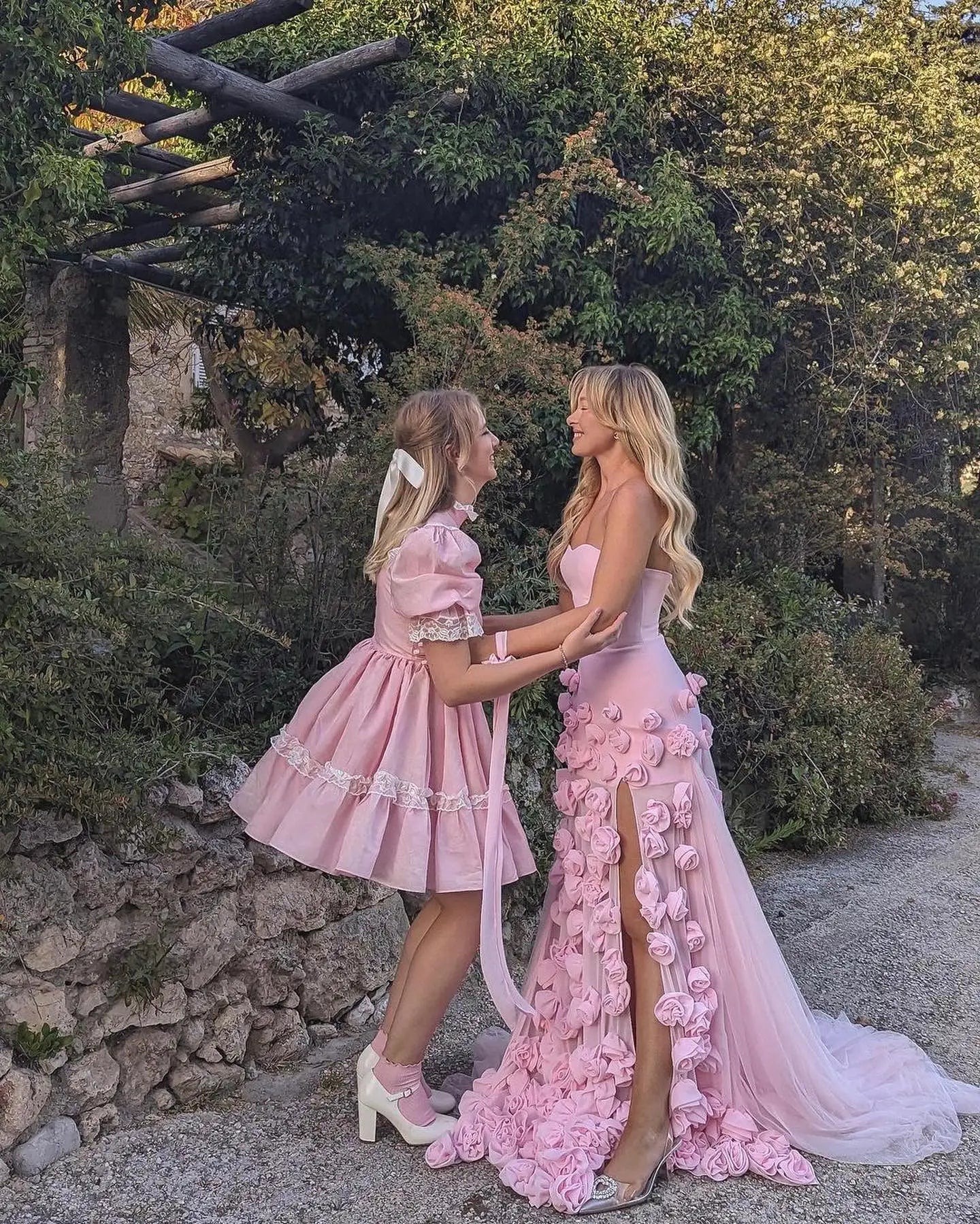 Sharon Said Custom Made Chic Baby Pink 3D Flowers Mermaid Evening Dress Elegant Sweetheart Side Slit Sexy Girls Party Gown SF009