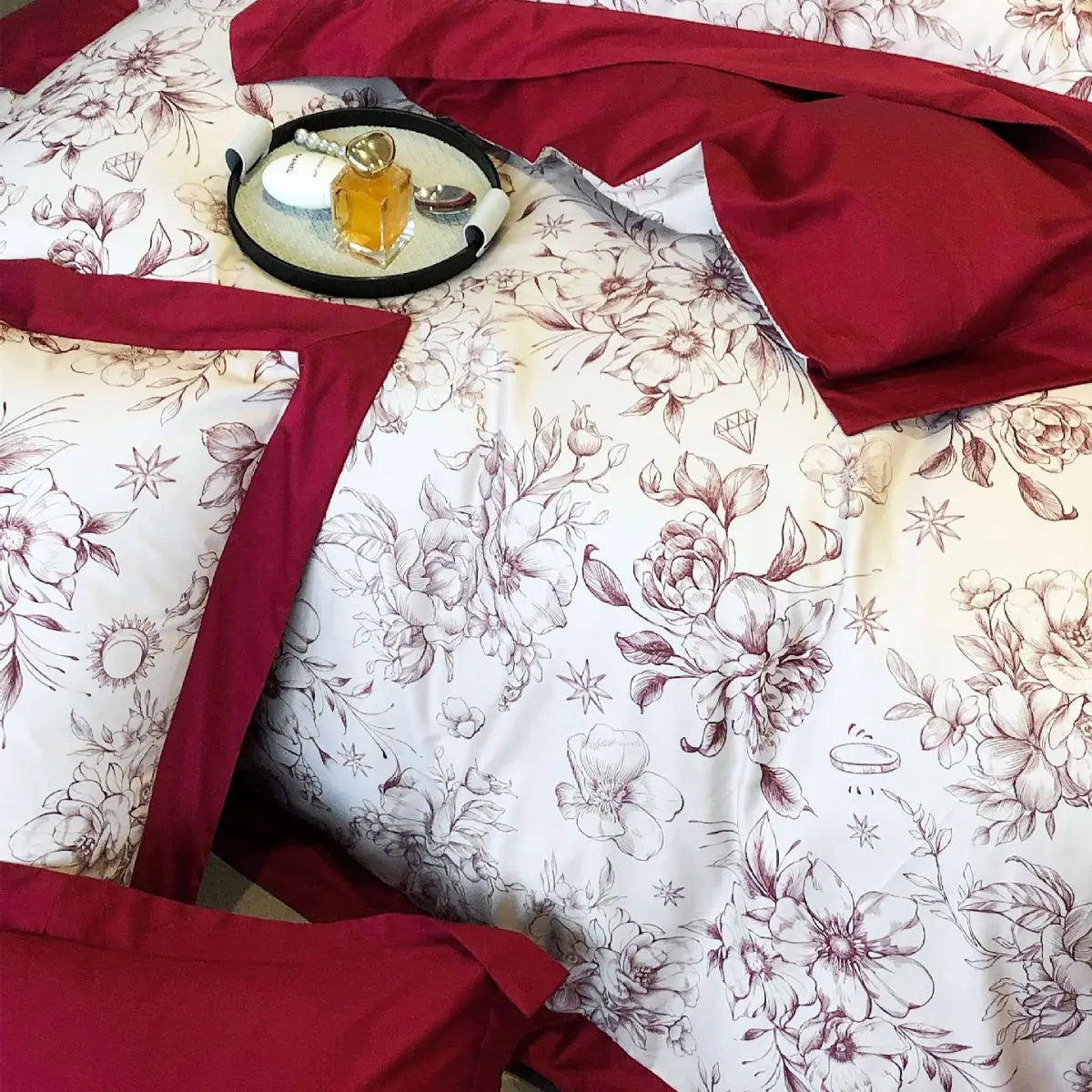 100S Egyptian Cotton Bedding Set Wedding Queen King Double Size Digital Printing  Bed Linens Duvet Cover Set Sheet Pillowcase