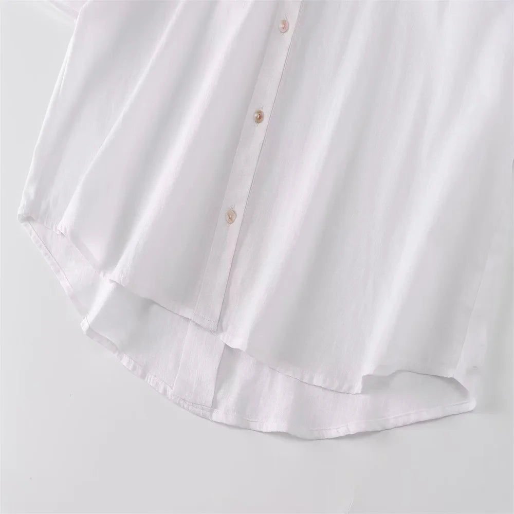 Kar&Otza 2024 Summer New Women's Fashion French Style Slimming Loose Fashion Women's Versatile Wide Sleeve V-neck Shirt