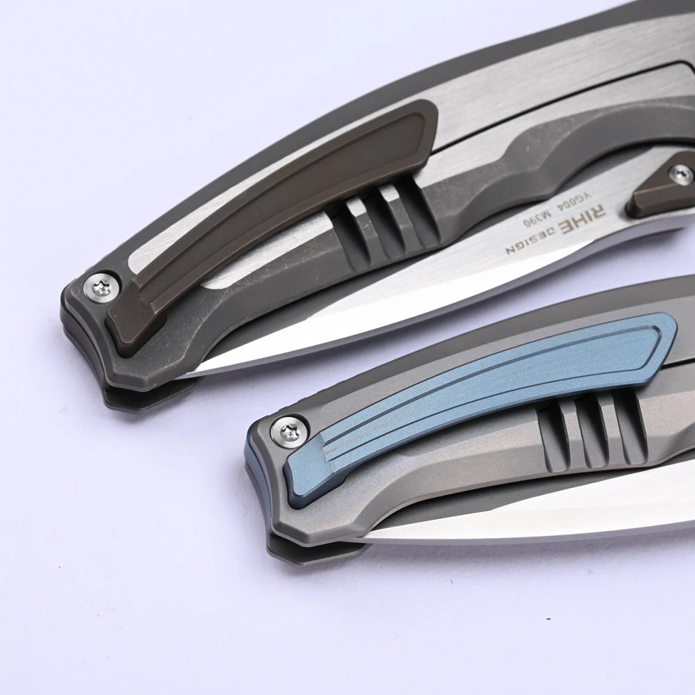 YANGGE RIHE Design YG004 Folding Knife M390 Blade TC4 Titanium Handle Camping Outdoor Fishing Hiking Tactics Survivval EDC Tools