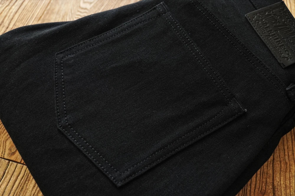Sauce Zhan SZ6601-BL Mens Jeans Black Jeans Double-sided Dyeing Sanforized Selvedge Denim Jeans  16 Oz Regular Fit