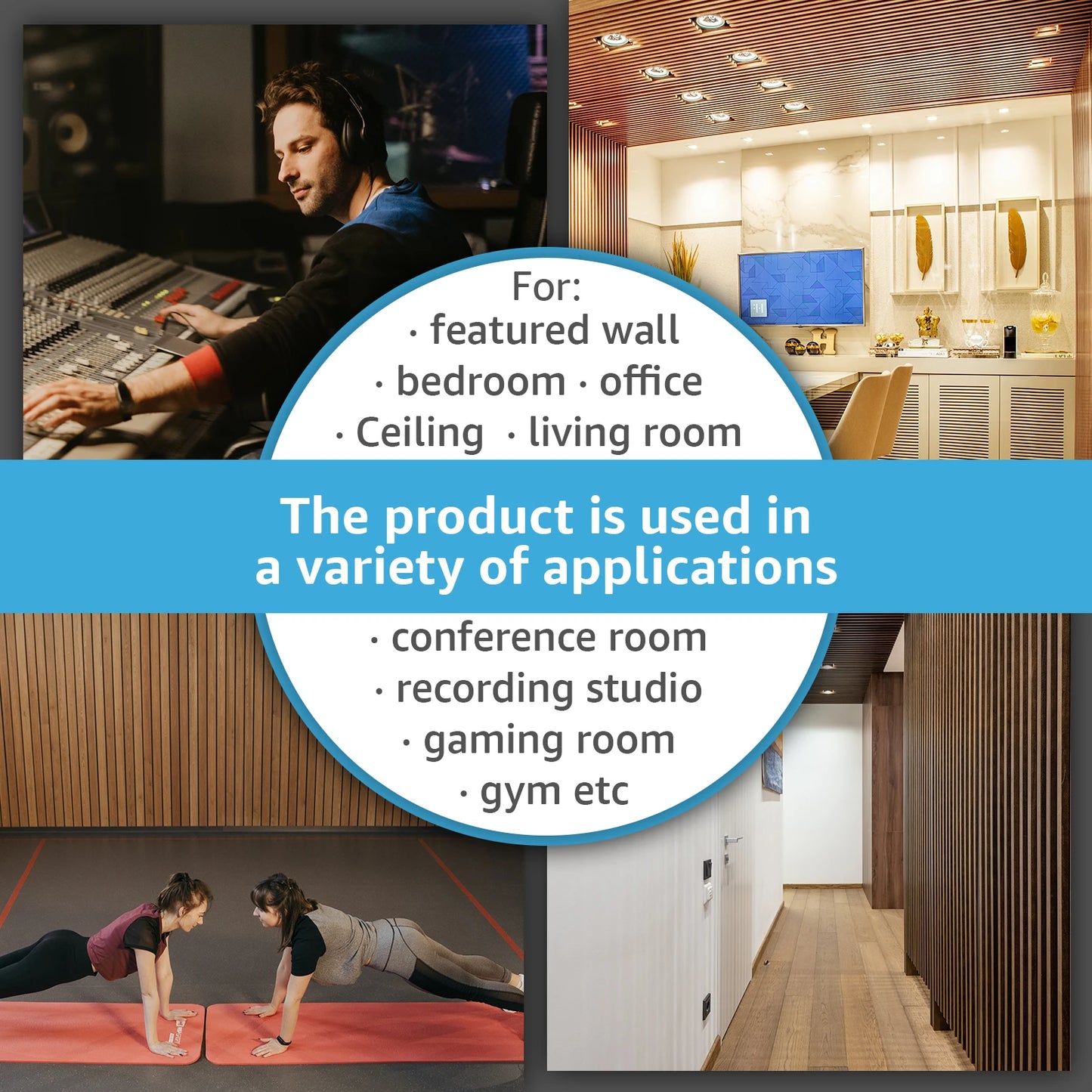 Art3d 2PCS Wood Slat Acoustic Panels 3D Fluted Sound Absorbing Wall Panel Home Decoration Use in Homes Offices Studios