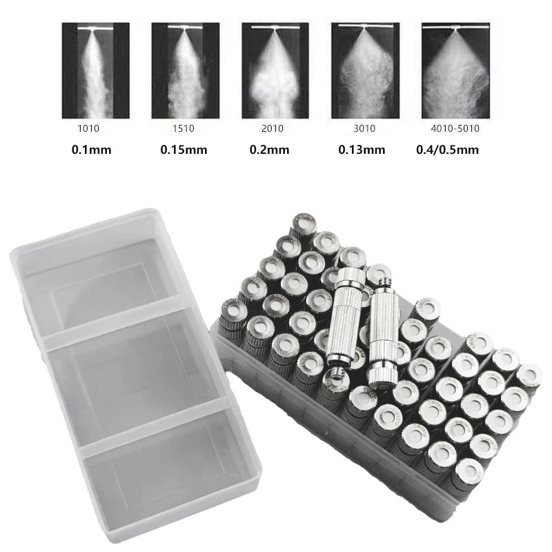 Pack 50 Pcs High Pressure 25-80Bar Fog Misting Nozzle 0.1-0.6MM Atomizer Greenhouse Humidify Water Spray Patio Nebulizer System