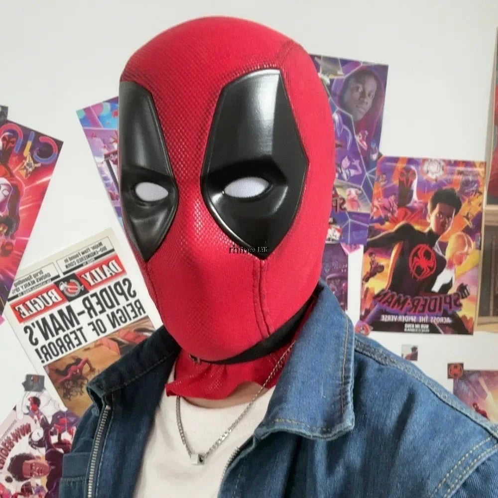 Marvel Deadpool Mask with 3D Screen Printed Fabric & 1 Pair of Magnetic Normal Eyes Halloween Cosplay Costume for Birthday Gift