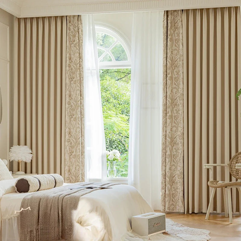 Retro Light Luxury Style Drapes Large Area Bedroom Full Blackout Curtain Home Living Room Drape Floor-to-ceiling Window Curtains